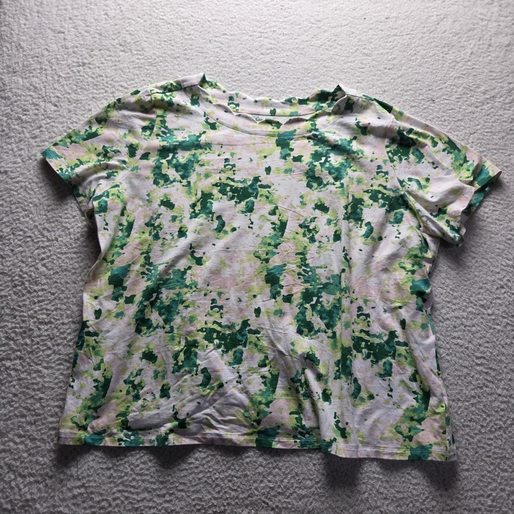 Coral Bay Shirt Womens Plus 3X Multicolor Crew Neck Short Sleeve Camouflage Top